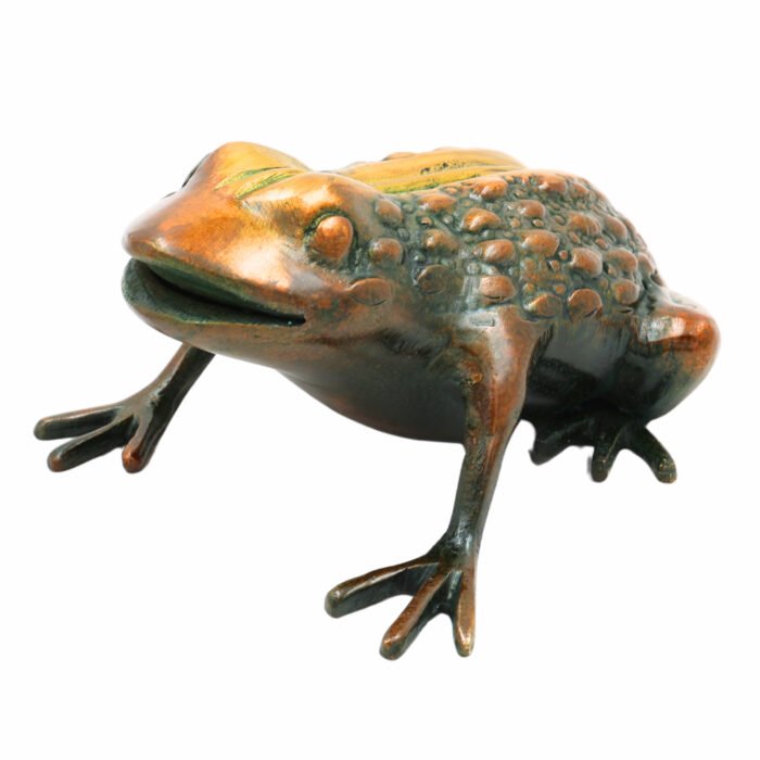 bhunes brass frog sculpture – handcrafted lucky feng shui frog statue for home décor & gifting,brown, 3 inch, 1 piece