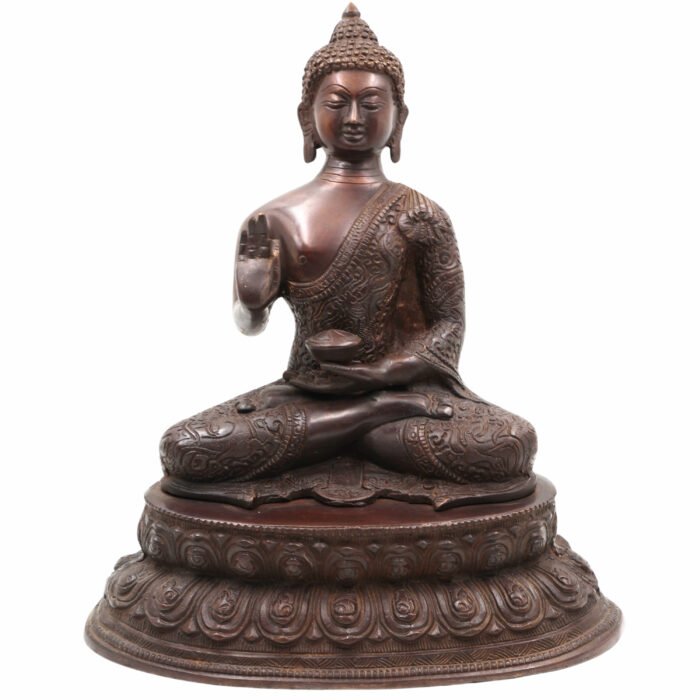 bhunes brass buddha idol – handcrafted gautam buddha statue for home, meditation & spiritual décor,brown, 13 inch, 1 piece