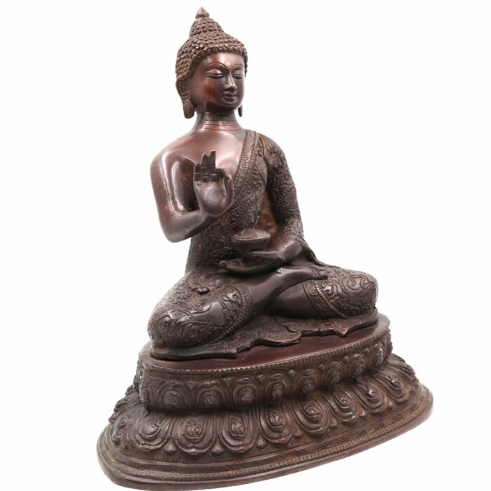 bhunes brass buddha idol – handcrafted gautam buddha statue for home, meditation & spiritual décor,brown, 13 inch, 1 piece