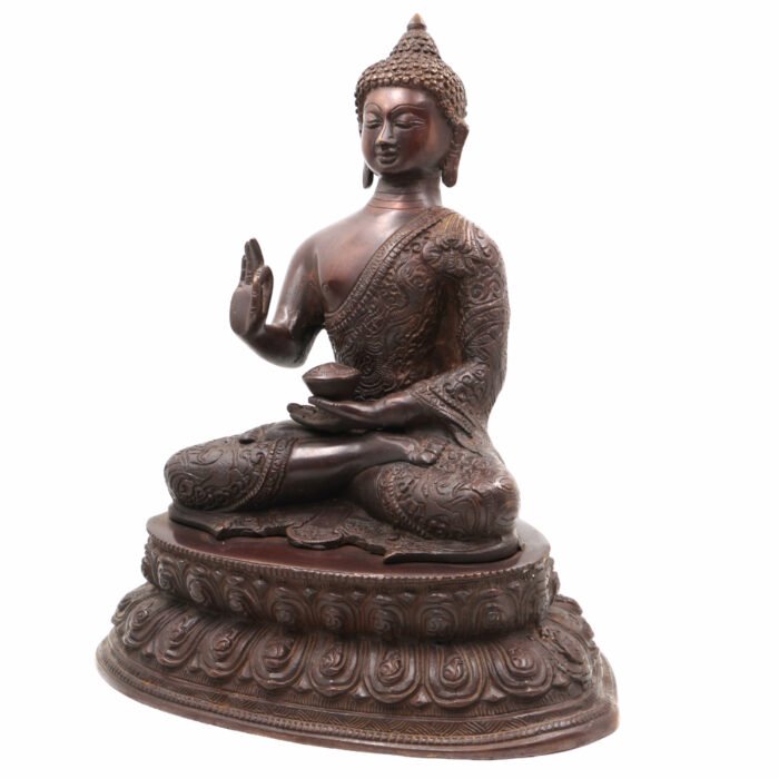 bhunes brass buddha idol – handcrafted gautam buddha statue for home, meditation & spiritual décor,brown, 13 inch, 1 piece