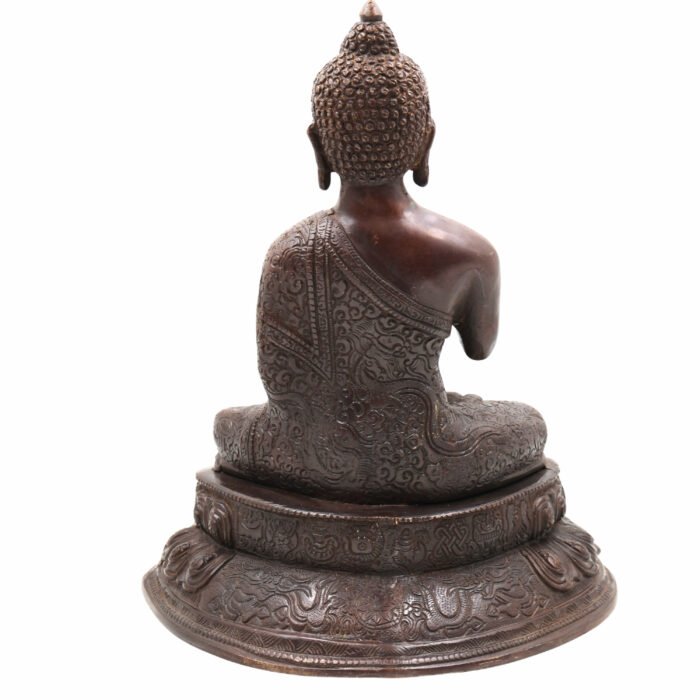 bhunes brass buddha idol – handcrafted gautam buddha statue for home, meditation & spiritual décor,brown, 13 inch, 1 piece