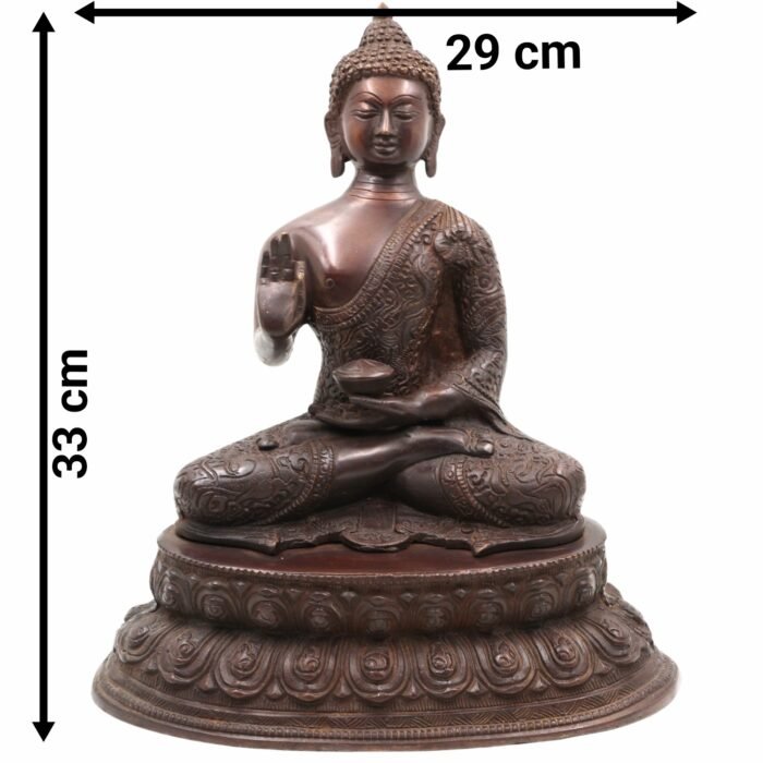 bhunes brass buddha idol – handcrafted gautam buddha statue for home, meditation & spiritual décor,brown, 13 inch, 1 piece