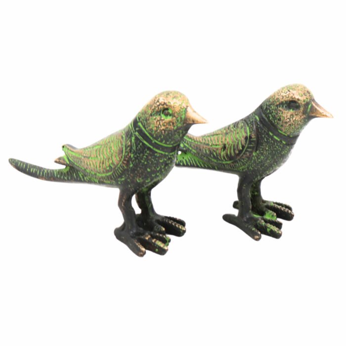 bhunes brass decorative birds sculpture – set of 2 sparrow figurines for home & office décor,green, 2.5 inch, 1 piece