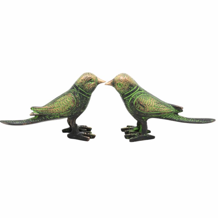 bhunes brass decorative birds sculpture – set of 2 sparrow figurines for home & office décor,green, 2.5 inch, 1 piece