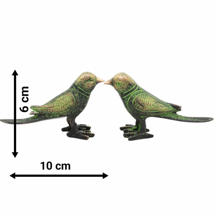 bhunes brass decorative birds sculpture – set of 2 sparrow figurines for home & office décor,green, 2.5 inch, 1 piece