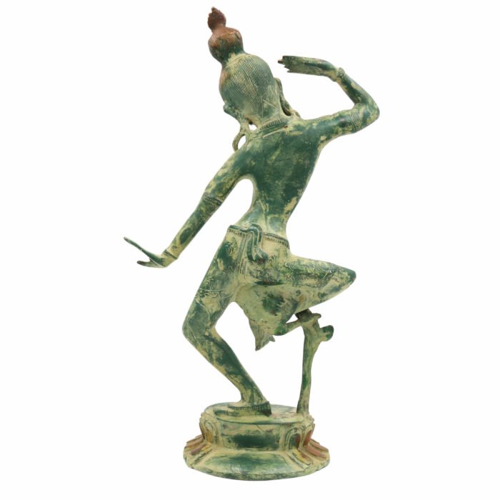 bhunes brass dancing tara idol – antique apsara lady statue | exquisite handcrafted divine sculpture,green, 15.5 inch, 1 piece