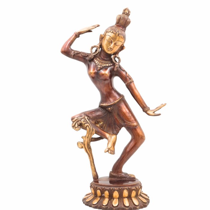 bhunes brass dancing tara idol – antique apsara lady statue | exquisite handcrafted divine sculpture,brown, 15.5 inch, 1 piece