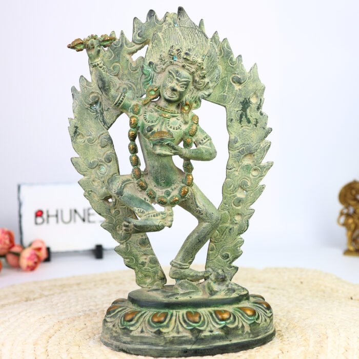 bhunes brass buddhist kapali kali idol – tibetan guhya kali ji murti | antique brass tantra figurine,brown, 13.5 inch, 1 piece