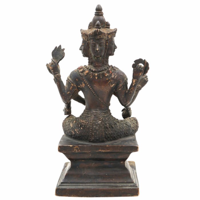 bhunes brass antique vintage lord brahma idol – handcrafted tridev murti for home, temple & spiritual decor,black, 8.5 inch, 1 piece