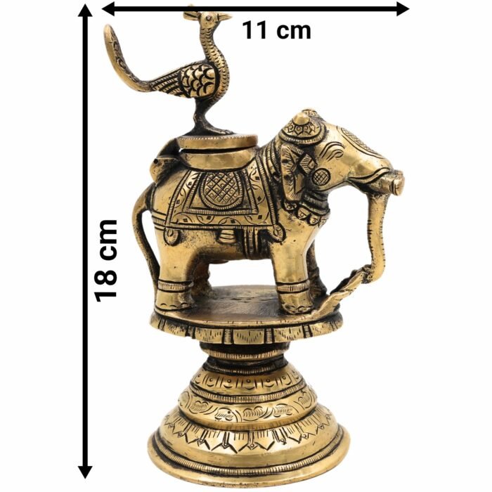 bhunes brass elephant-inspired ink pot – vintage handcrafted inkpot for collectors & home décor,gold, 7 inch, 1 piece