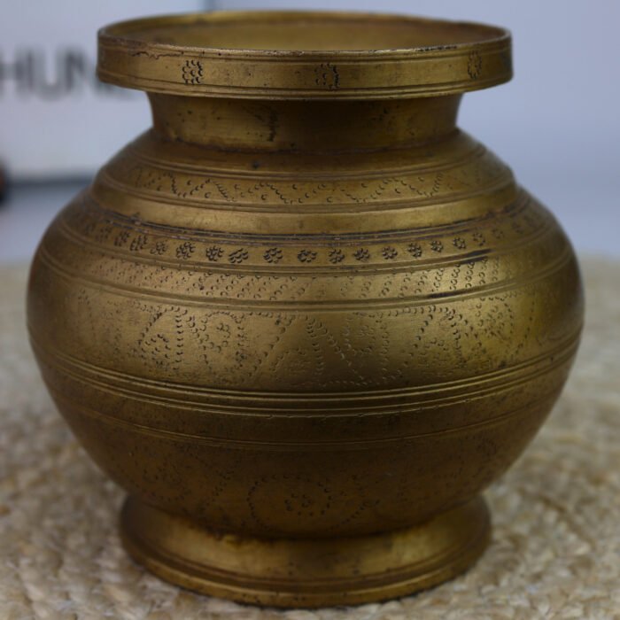 bhunes antique brass loota, lota poja cambu, water loota, jal lota, poja cambu, lotiya, gangajali stoup,gold, 5 inch, 1 piece