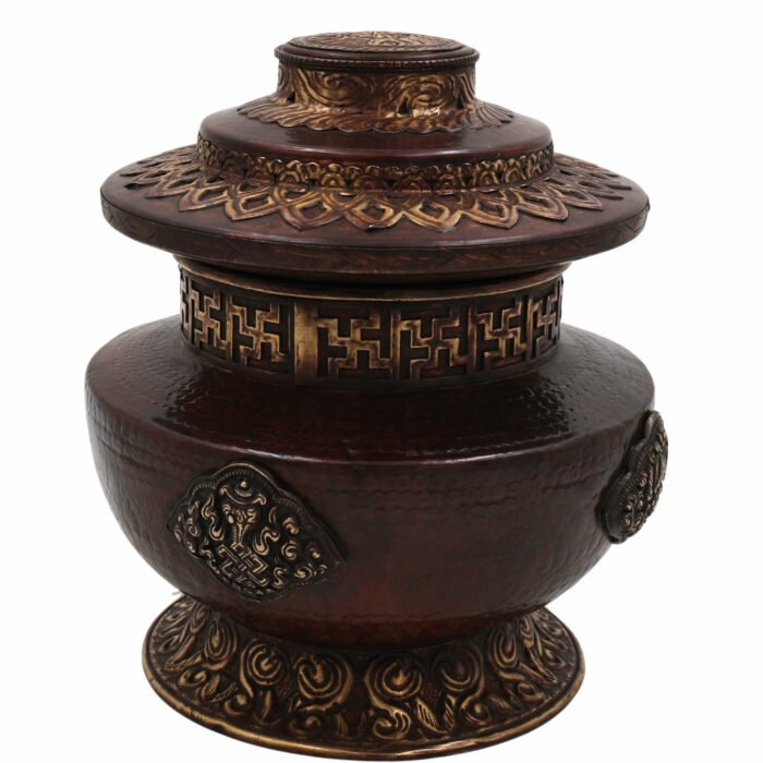 bhunes brass multipurpose vintage box – handcrafted antique storage container for jewelry, sindoor, spices & collectibles, capacity: 1.5 litre,brown, 9 inch, 1 piece