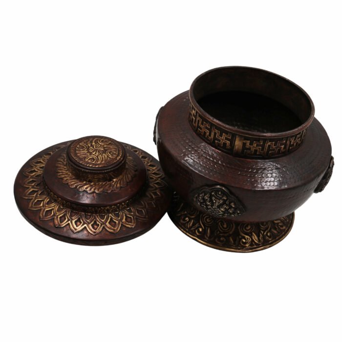 bhunes brass multipurpose vintage box – handcrafted antique storage container for jewelry, sindoor, spices & collectibles, capacity: 1.5 litre,brown, 9 inch, 1 piece