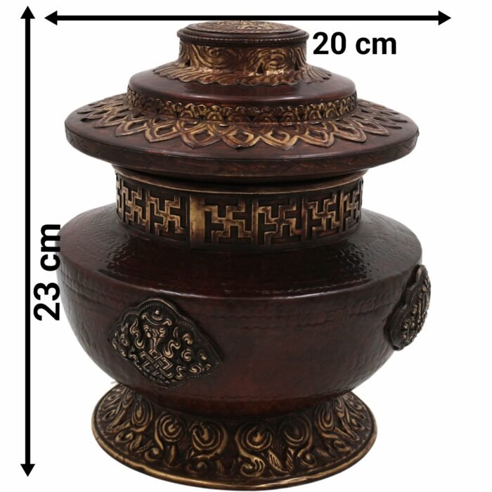 bhunes brass multipurpose vintage box – handcrafted antique storage container for jewelry, sindoor, spices & collectibles, capacity: 1.5 litre,brown, 9 inch, 1 piece