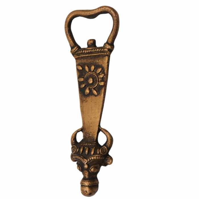 bhunes brass bastar art bottle opener, tribal handmande opener,gold, 5.5 inch, 1 piece