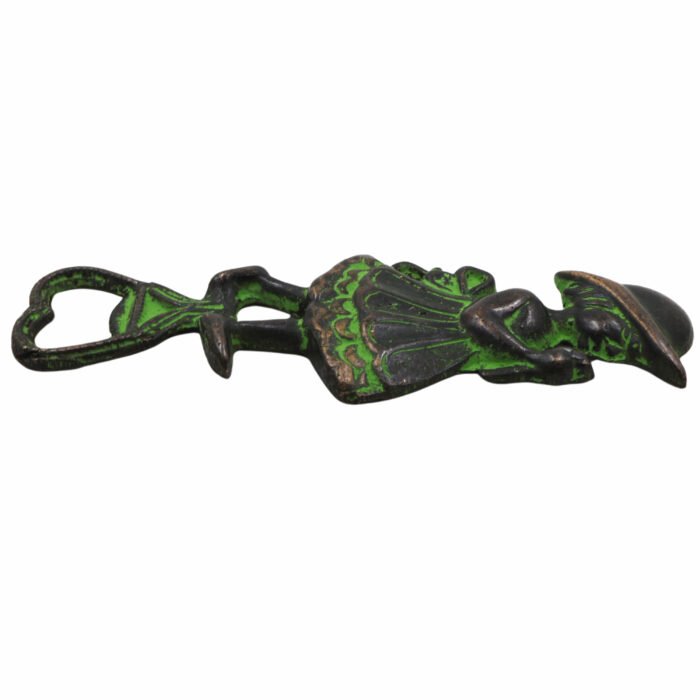 bhunes brass bastar art bottle opener, tribal handmande opener,green, 5.5 inch, 1 piece