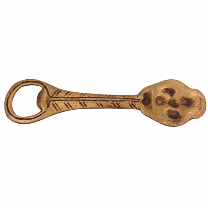 bhunes brass bastar art bottle opener, tribal handmande opener,gold, 5 inch, 1 piece