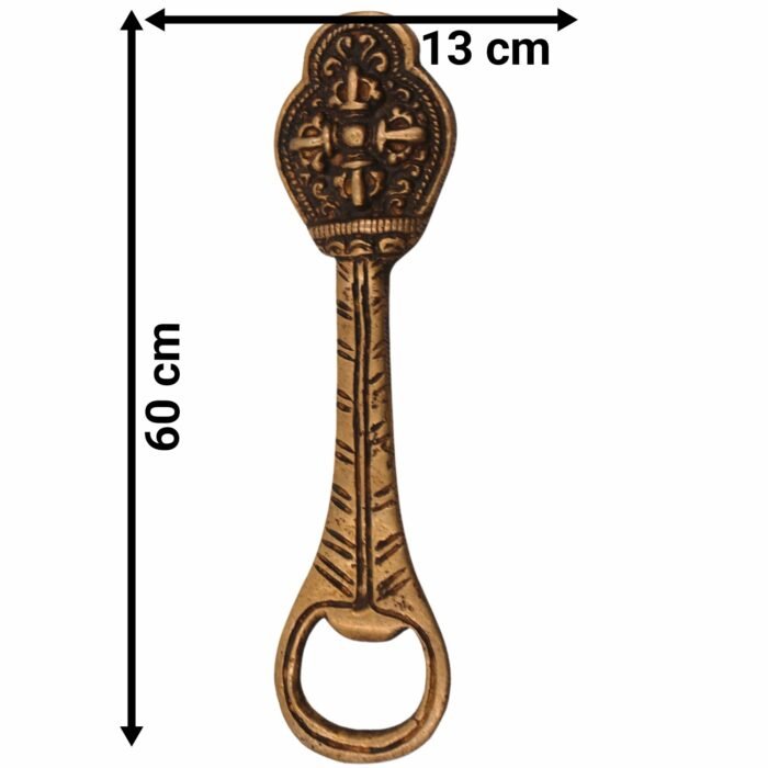 bhunes brass bastar art bottle opener, tribal handmande opener,gold, 5 inch, 1 piece