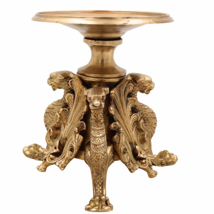 bhunes brass candle holder – vintage handcrafted candle stand for home décor & festive ambience,gold, 6.5 inch, 1 piece