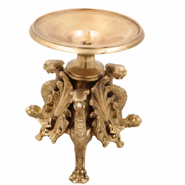 bhunes brass candle holder – vintage handcrafted candle stand for home décor & festive ambience,gold, 6.5 inch, 1 piece