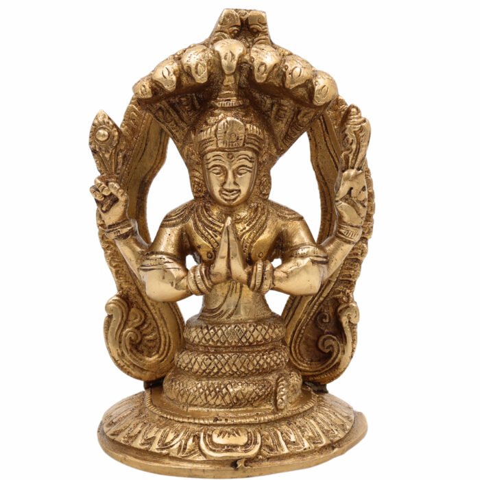 bhunes brass maharishi patanjali serpent statue – lord patanjali gonardiya gonikaputra idol for spiritual & yoga décor,gold, 6.5 inch, 1 piece