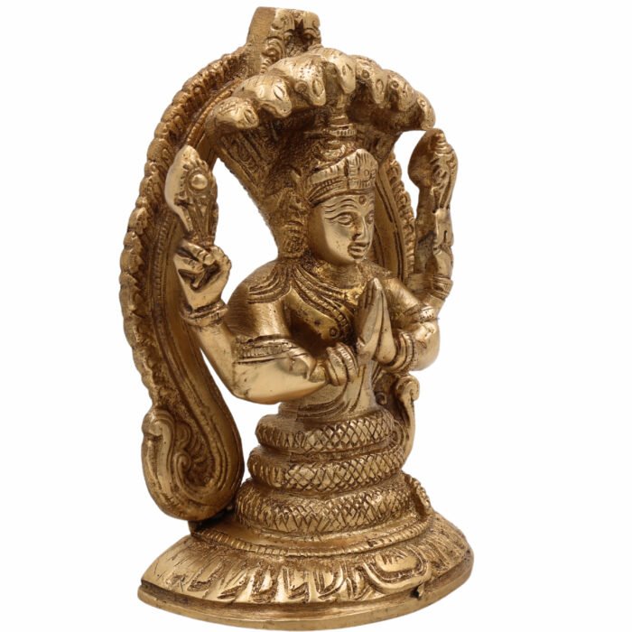 bhunes brass maharishi patanjali serpent statue – lord patanjali gonardiya gonikaputra idol for spiritual & yoga décor,gold, 6.5 inch, 1 piece