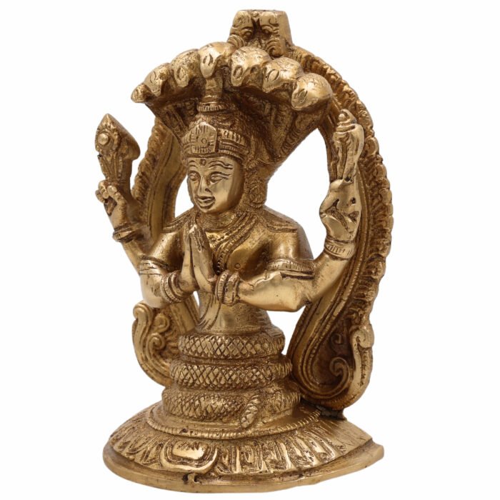 bhunes brass maharishi patanjali serpent statue – lord patanjali gonardiya gonikaputra idol for spiritual & yoga décor,gold, 6.5 inch, 1 piece