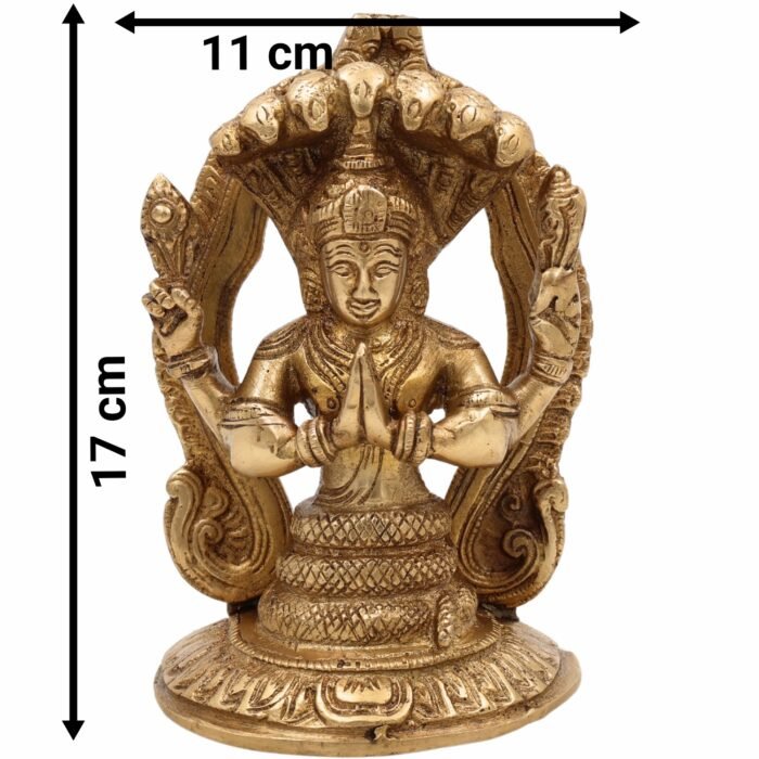 bhunes brass maharishi patanjali serpent statue – lord patanjali gonardiya gonikaputra idol for spiritual & yoga décor,gold, 6.5 inch, 1 piece