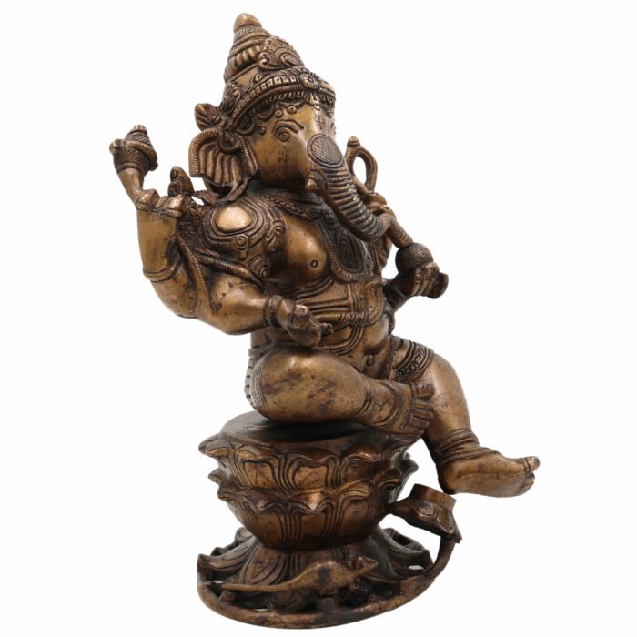 bhunes brass ganesha sitting idol, ganesha statue, ganpati ki ji murti for poja and home decor,gold, 11.5 inch, 1 piece