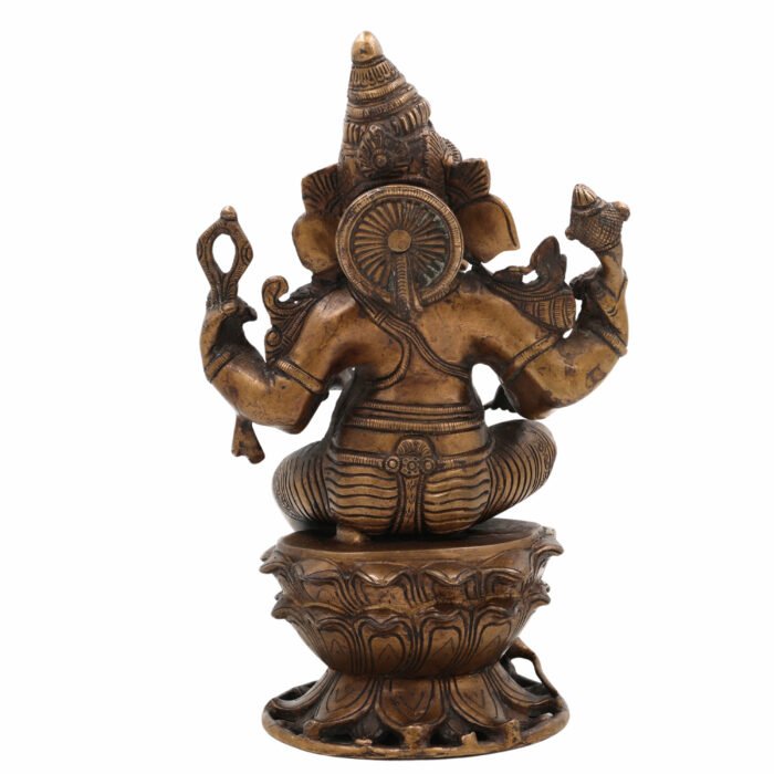 bhunes brass ganesha sitting idol, ganesha statue, ganpati ki ji murti for poja and home decor,gold, 11.5 inch, 1 piece