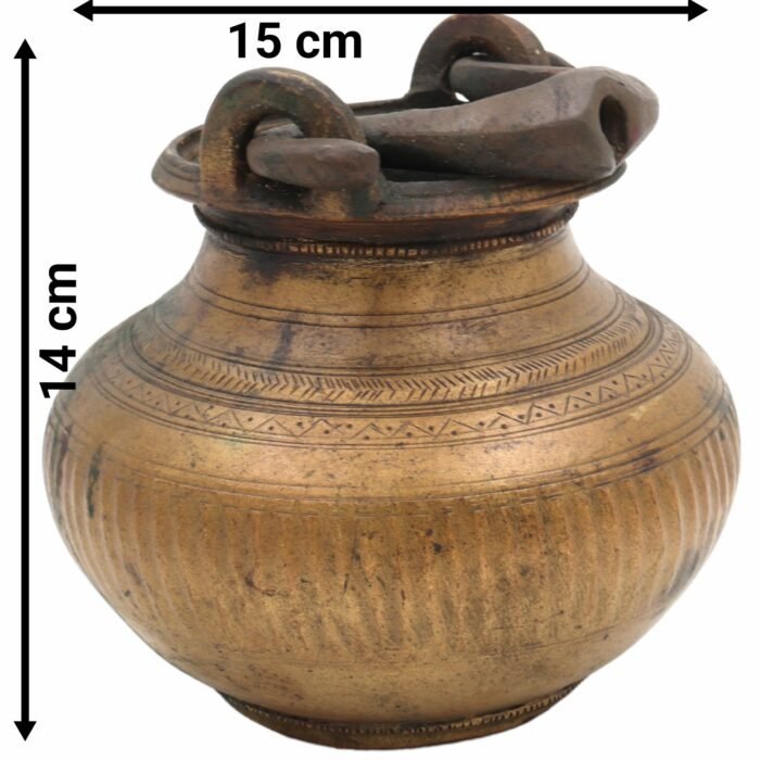 bhunes antique brass loota, lota poja cambu, water loota, jal lota, poja cambu, lotiya, gangajali stoup,gold, 5.5 inch, 1 piece