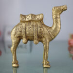 Handcrafted Brass Camel Idol, Rajasthani Desert Camel Statue, Pushkar Camel Figurine, Antique Peetal Murti for Home Décor & Gifting,Gold, 5.5 Inch, 1 Piece