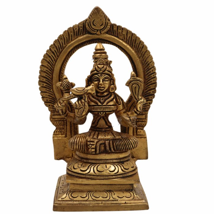 bhunes brass kamakshi idol – handcrafted kamakhya devi, tripura sundari, raja rajeshwari & meenakshi murti for home temple & pooja,gold, 6 inch, 1 piece