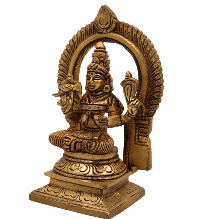 bhunes brass kamakshi idol – handcrafted kamakhya devi, tripura sundari, raja rajeshwari & meenakshi murti for home temple & pooja,gold, 6 inch, 1 piece