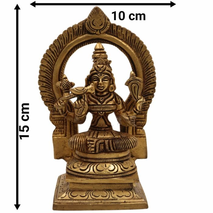 bhunes brass kamakshi idol – handcrafted kamakhya devi, tripura sundari, raja rajeshwari & meenakshi murti for home temple & pooja,gold, 6 inch, 1 piece