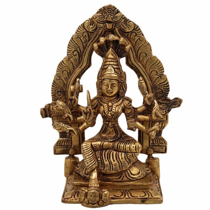 bhunes brass durga mariyamma idol – handcrafted hindu goddess statue for home, temple & pooja décor,gold, 6 inch, 1 piece