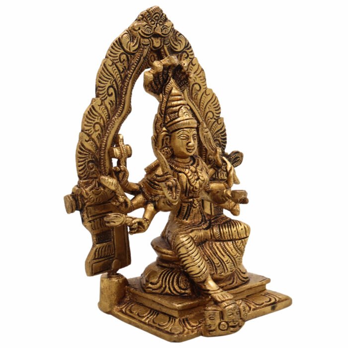 bhunes brass durga mariyamma idol – handcrafted hindu goddess statue for home, temple & pooja décor,gold, 6 inch, 1 piece