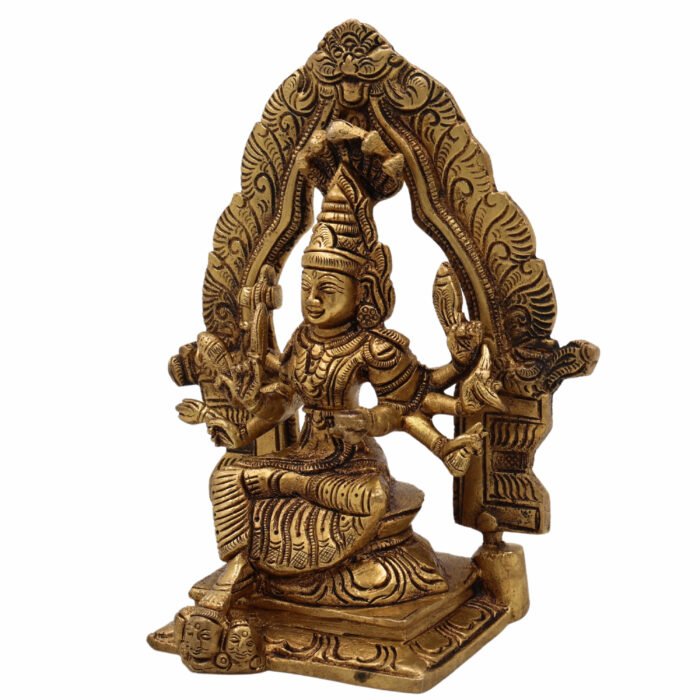 bhunes brass durga mariyamma idol – handcrafted hindu goddess statue for home, temple & pooja décor,gold, 6 inch, 1 piece