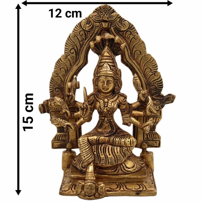 bhunes brass durga mariyamma idol – handcrafted hindu goddess statue for home, temple & pooja décor,gold, 6 inch, 1 piece