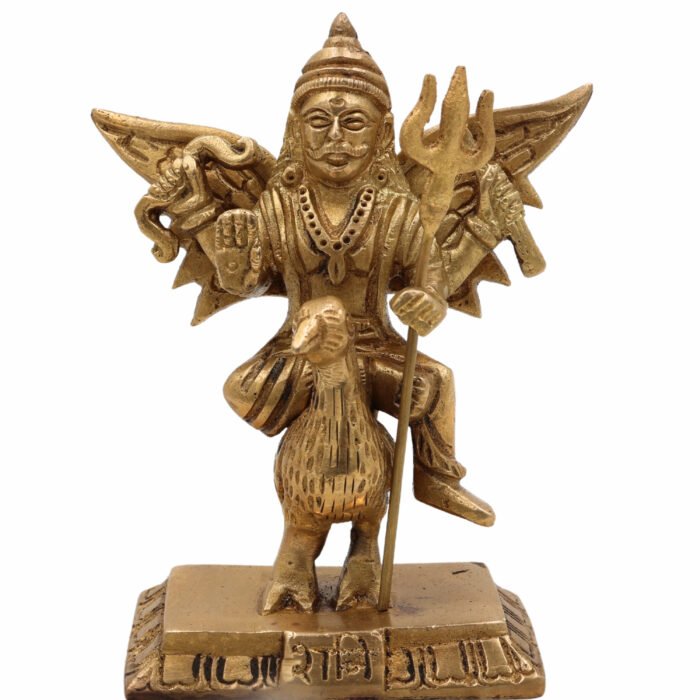 bhunes brass lord shani dev idol – handcrafted sani dev murti for mandir, temple & home décor,gold, 4.5 inch, 1 piece