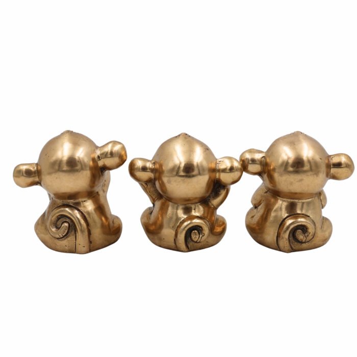 bhunes brass mahatma gandhi three wise monkeys statue – hear no evil, see no evil, speak no evil showpiece,gold, 3 inch, 1 piece