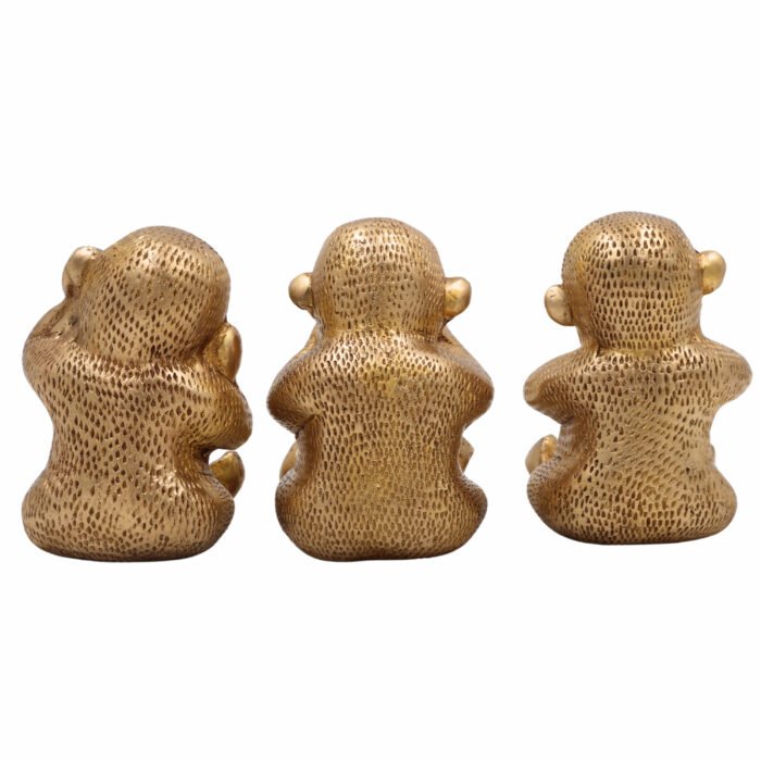 bhunes brass mahatma gandhi three wise monkeys statue – hear no evil, see no evil, speak no evil showpiece,gold, 4.5 inch, 1 piece