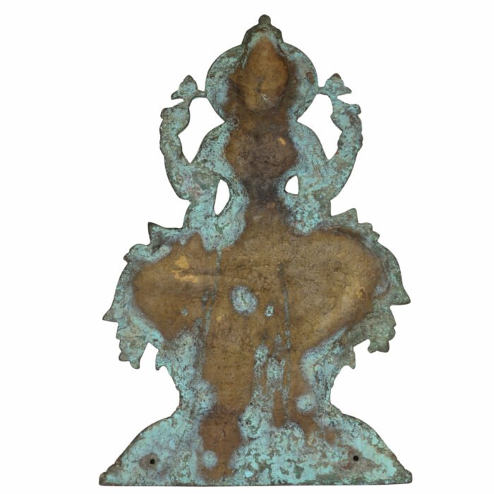 bhunes brass lakshmi wall hanging – antique handcrafted goddess lakshmi idol for home & temple décor,green, 15 inch, 1 piece