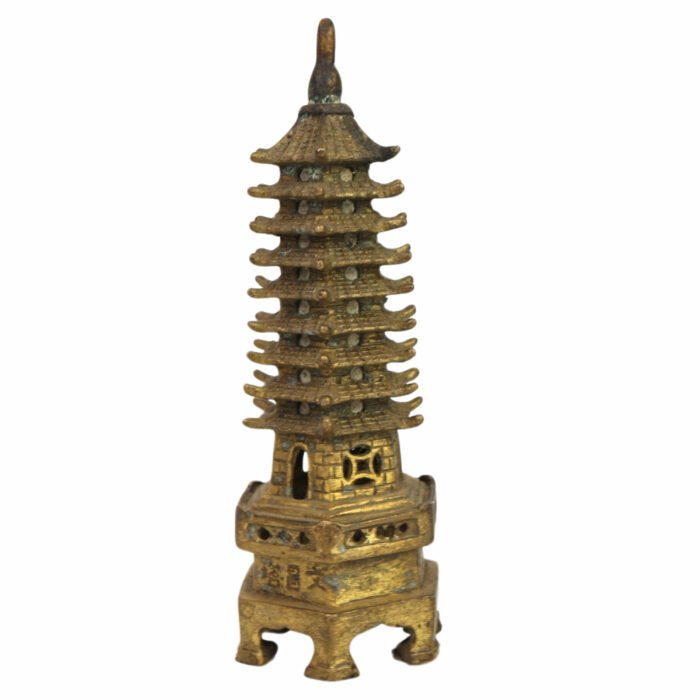 bhunes brass buddhist temple sculpture – tibetan style handcrafted spiritual idol for home & monastery décor,gold, 5.5 inch, 1 piece