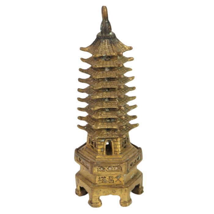 bhunes brass buddhist temple sculpture – tibetan style handcrafted spiritual idol for home & monastery décor,gold, 5.5 inch, 1 piece