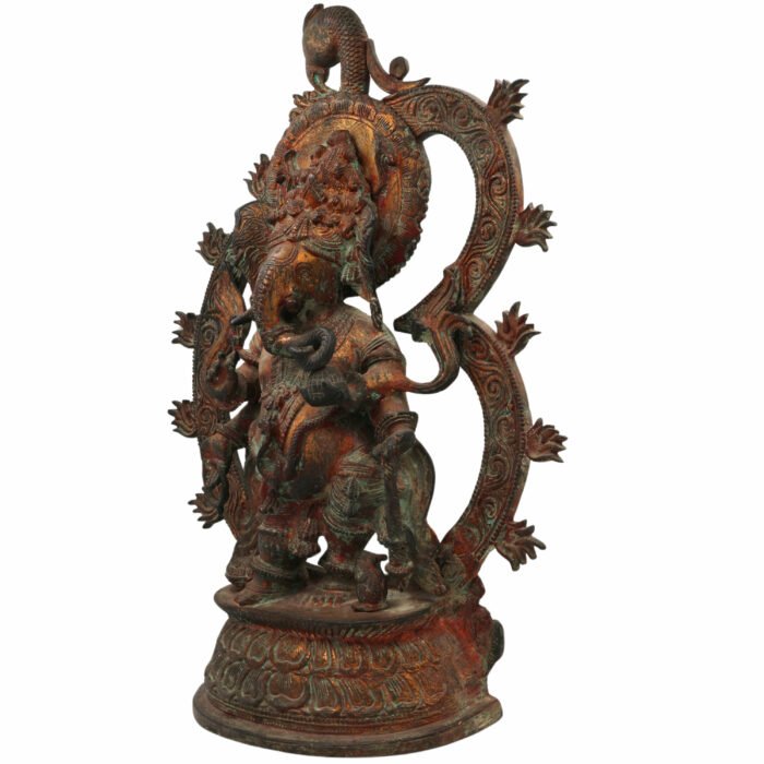 bhunes brass antique ganesha sitting idol, ganesha statue, ganpati ki ji murti for poja and home decor,brown, 20.5 inch, 1 piece