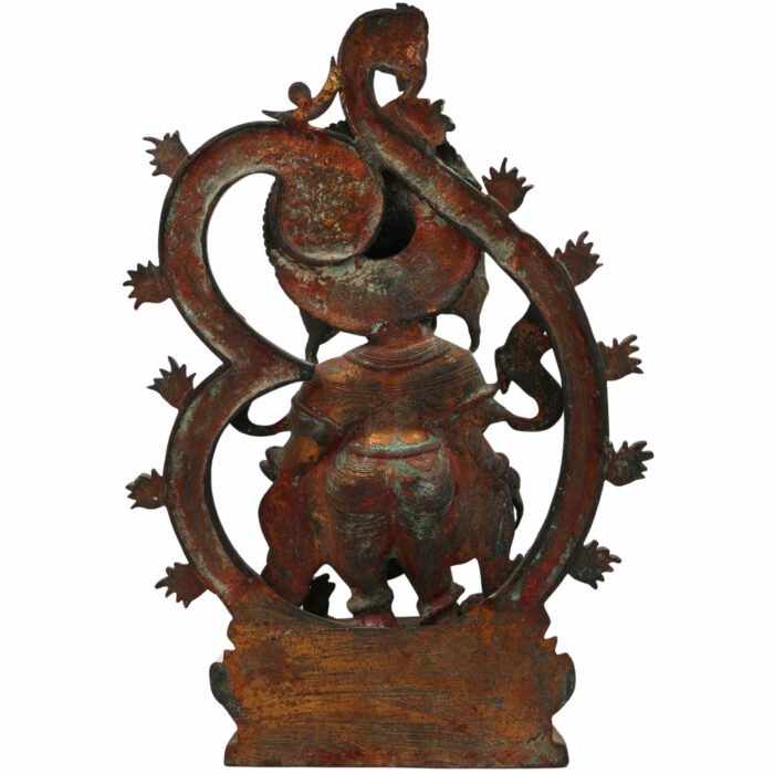 bhunes brass antique ganesha sitting idol, ganesha statue, ganpati ki ji murti for poja and home decor,brown, 20.5 inch, 1 piece