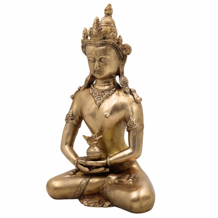 bhunes brass antique buddhist lokeshwar idol – handcrafted manjushri avalokiteshvara bodhisattva statue,gold, 13 inch, 1 piece