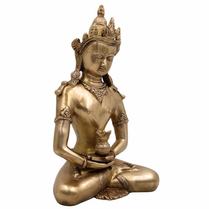 bhunes brass antique buddhist lokeshwar idol – handcrafted manjushri avalokiteshvara bodhisattva statue,gold, 13 inch, 1 piece