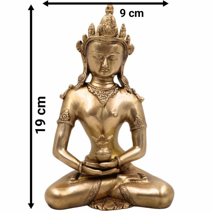 bhunes brass antique buddhist lokeshwar idol – handcrafted manjushri avalokiteshvara bodhisattva statue,gold, 13 inch, 1 piece